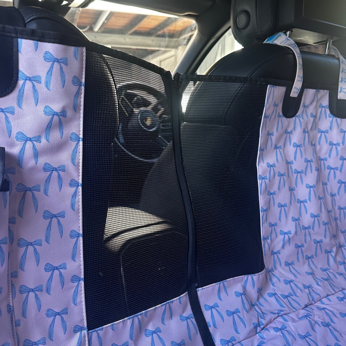 Baby Blue Bows: Deluxe Hammock Car Seat Cover