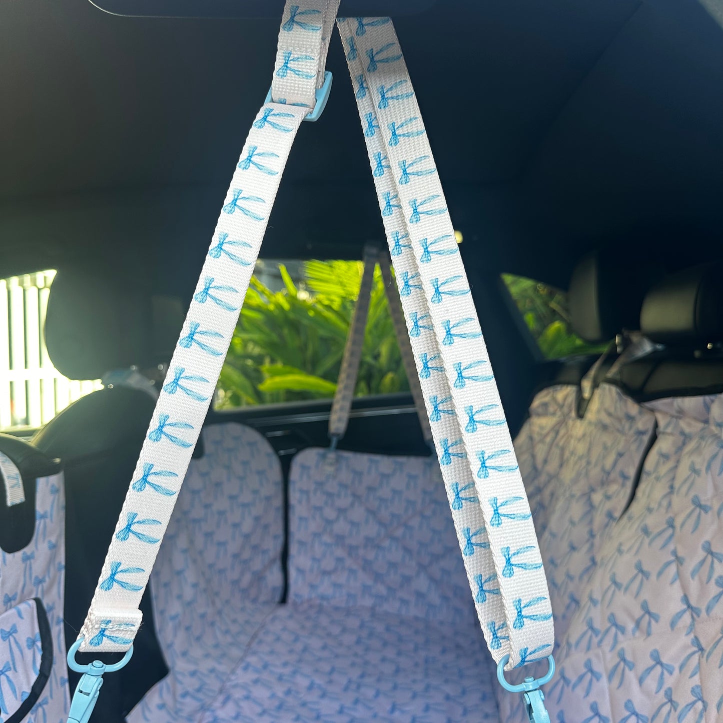Baby Blue Bows: Deluxe Hammock Car Seat Cover