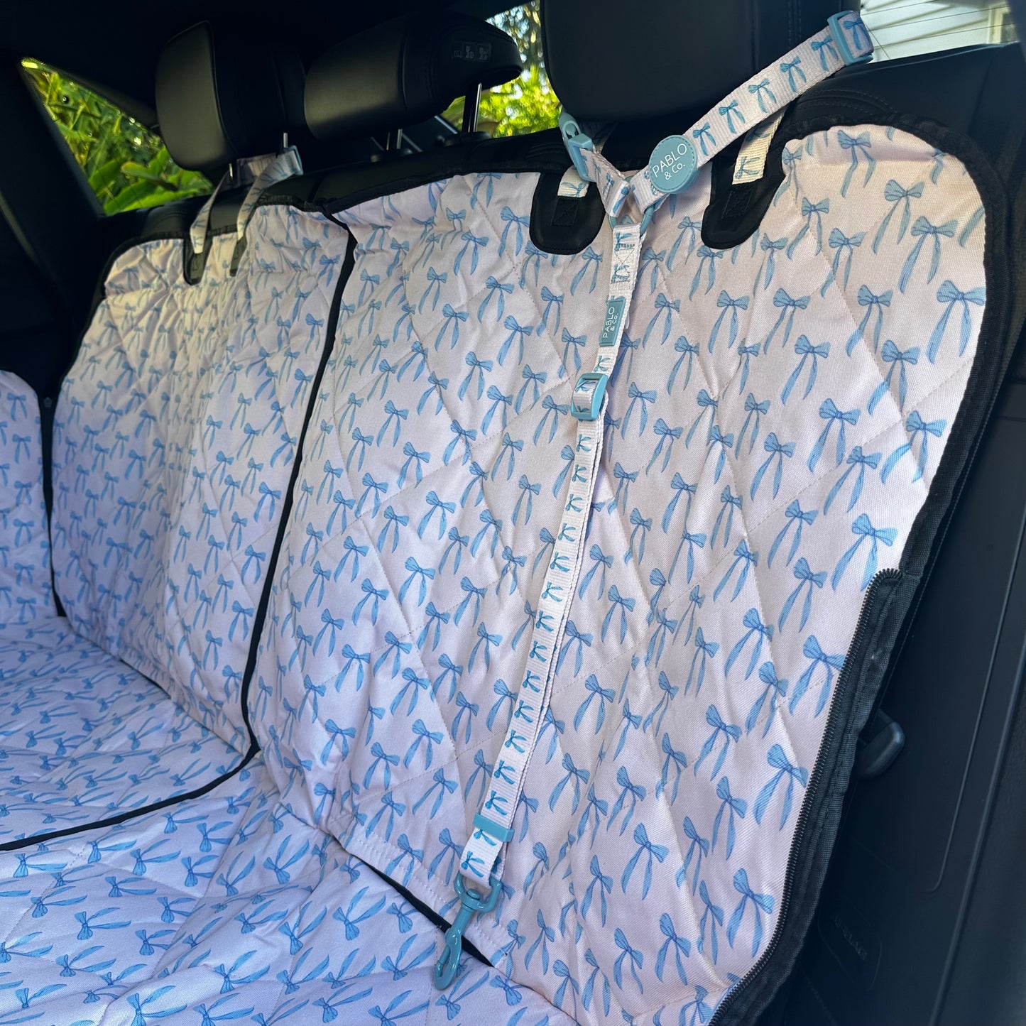 Baby Blue Bows: Headrest Car Restraint