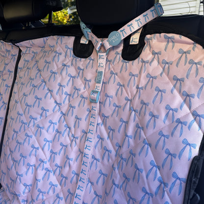 Baby Blue Bows: Headrest Car Restraint
