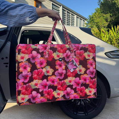 Hibiscus: Deluxe Hard Base Hammock Car Seat Cover