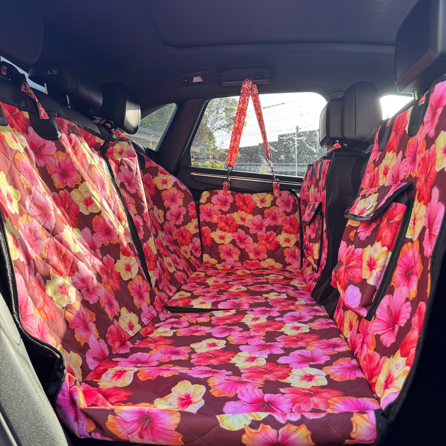 Hibiscus: Deluxe Hard Base Hammock Car Seat Cover