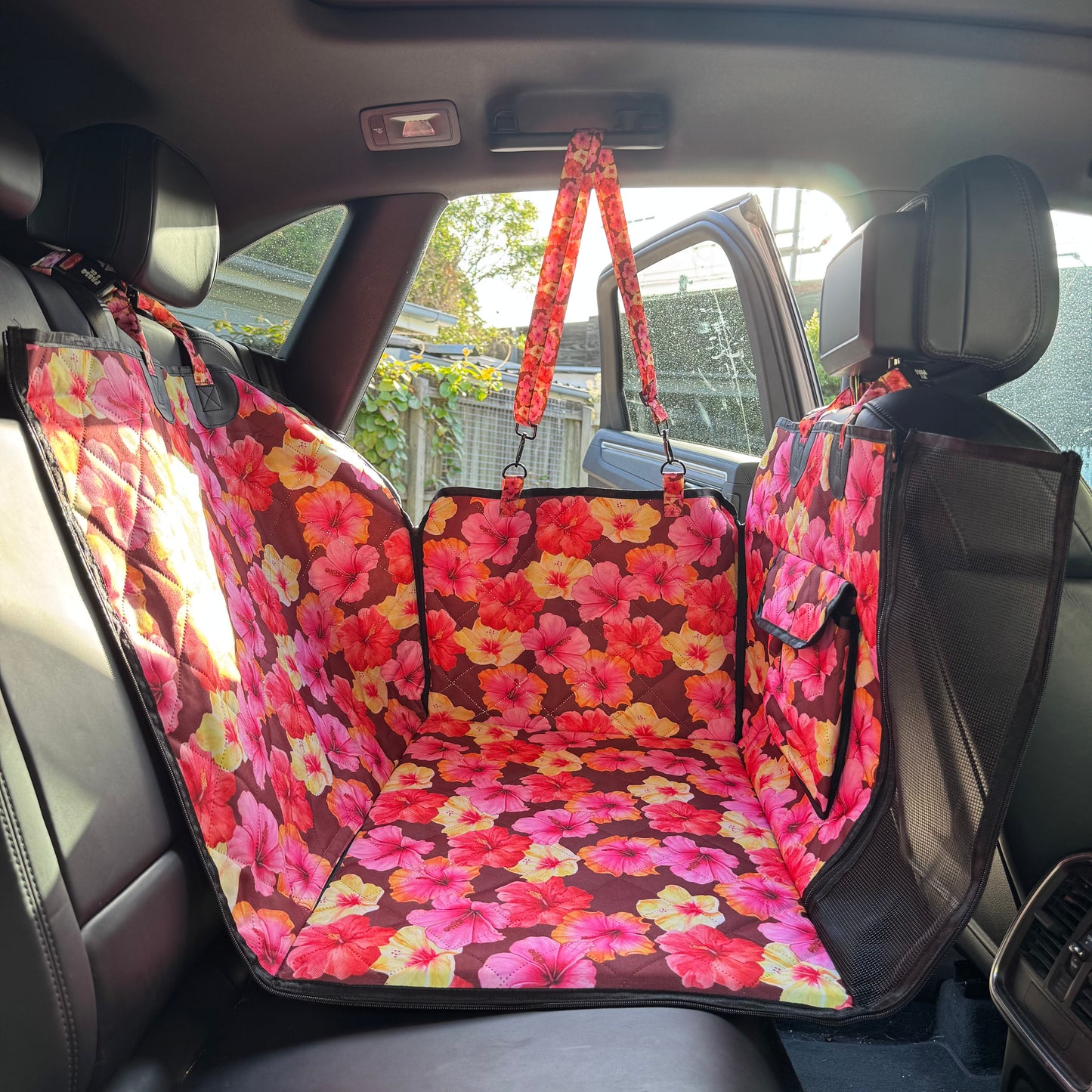 Hibiscus: Deluxe Hard Base Hammock Car Seat Cover