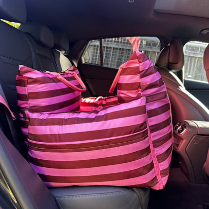 Deluxe Travel Car Bed: Blushing Stripes