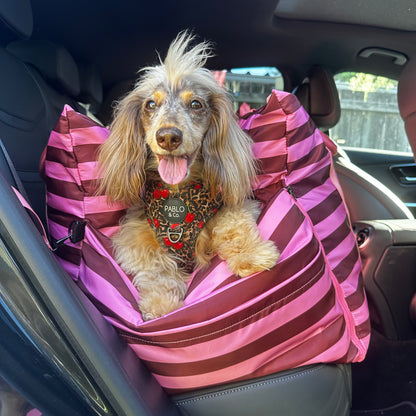 Deluxe Travel Car Bed: Blushing Stripes