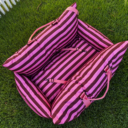 Deluxe Travel Car Bed: Blushing Stripes