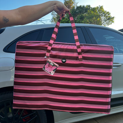 Blushing Stripes: Deluxe Hammock Car Seat Cover