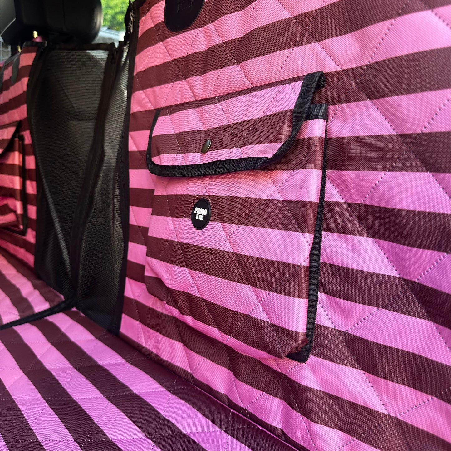 Blushing Stripes: Deluxe Hammock Car Seat Cover