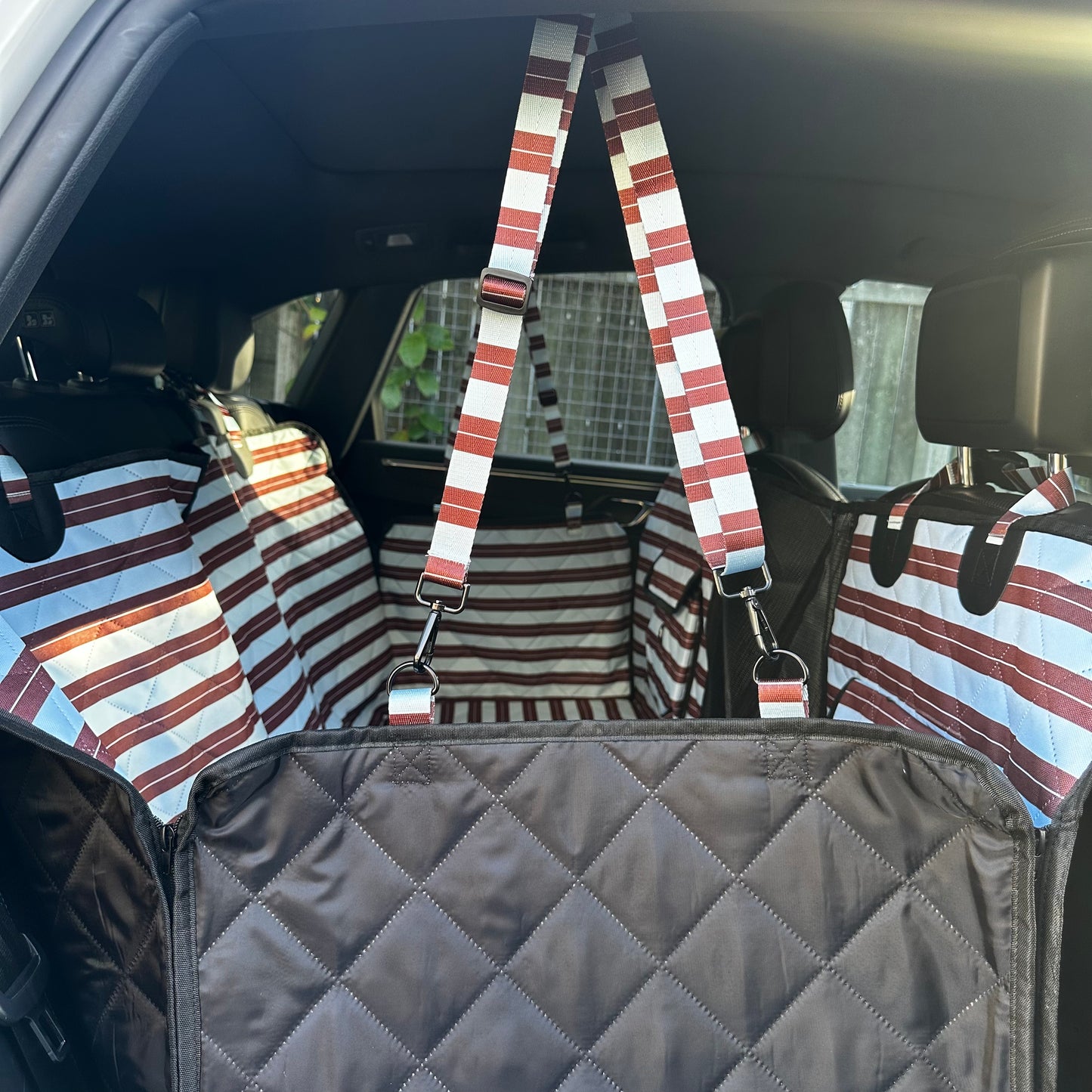 Sunday Stripes: Deluxe Hard Base Hammock Car Seat Cover