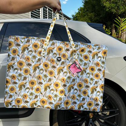 Sunny Sunflowers: Deluxe Hard Base Hammock Car Seat Cover