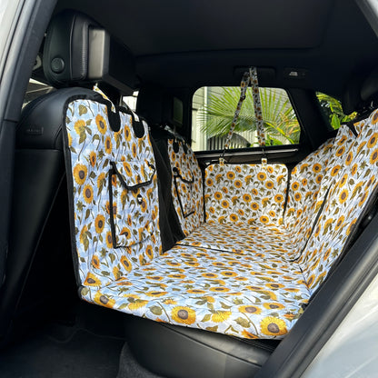 Sunny Sunflowers: Deluxe Hard Base Hammock Car Seat Cover
