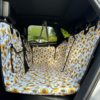 Sunny Sunflowers: Deluxe Hard Base Hammock Car Seat Cover