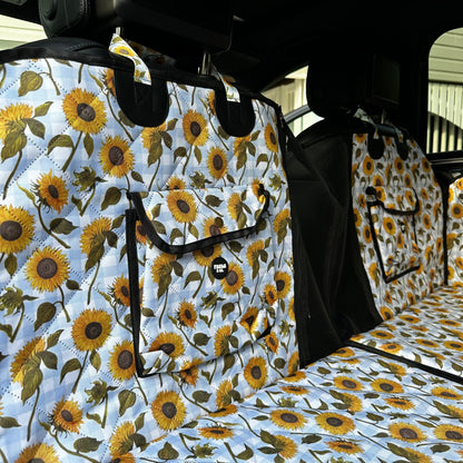 Sunny Sunflowers: Deluxe Hard Base Hammock Car Seat Cover