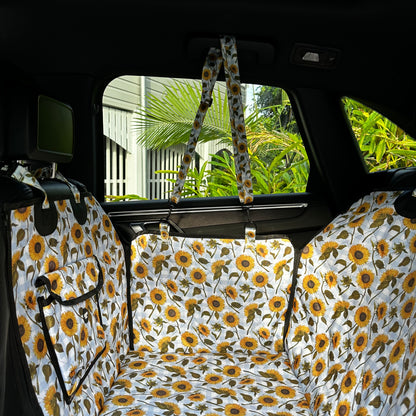 Sunny Sunflowers: Deluxe Hard Base Hammock Car Seat Cover