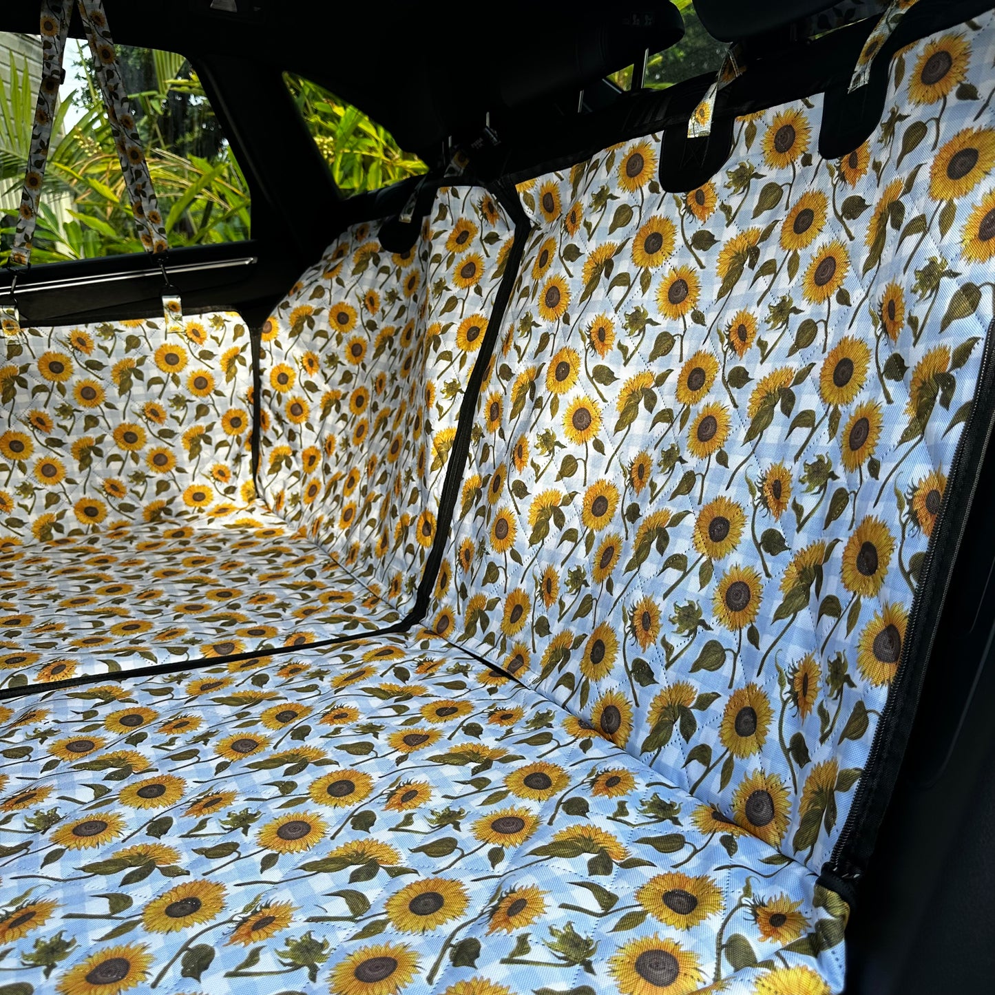 Sunny Sunflowers: Deluxe Hard Base Hammock Car Seat Cover