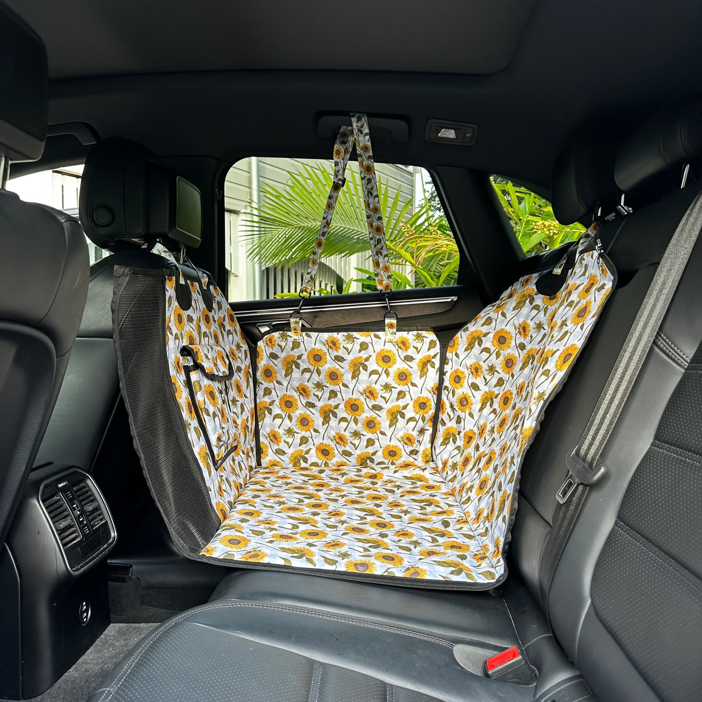 Sunny Sunflowers: Deluxe Hard Base Hammock Car Seat Cover