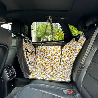 Sunny Sunflowers: Deluxe Hard Base Hammock Car Seat Cover
