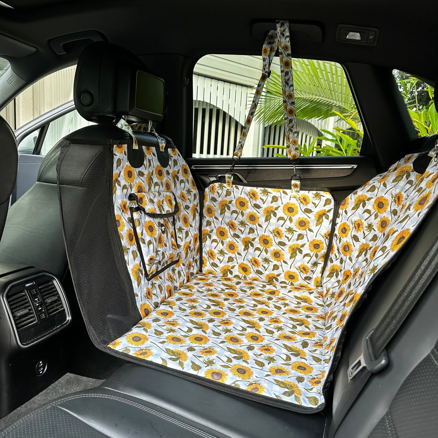 Sunny Sunflowers: Deluxe Hard Base Hammock Car Seat Cover