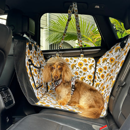Sunny Sunflowers: Deluxe Hard Base Hammock Car Seat Cover