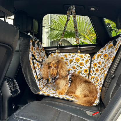 Sunny Sunflowers: Deluxe Hard Base Hammock Car Seat Cover