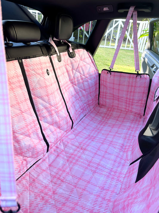 Pink Houndstooth: Deluxe Hammock Car Seat Cover