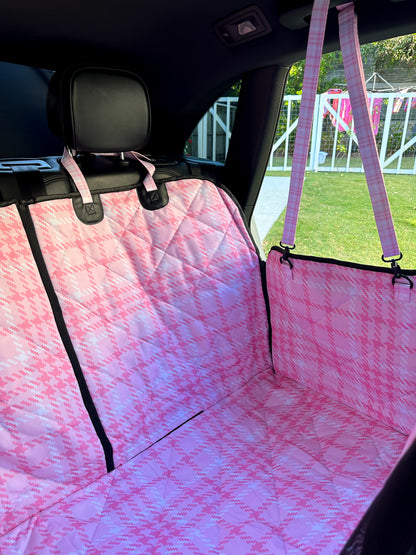 Pink Houndstooth: Deluxe Hammock Car Seat Cover