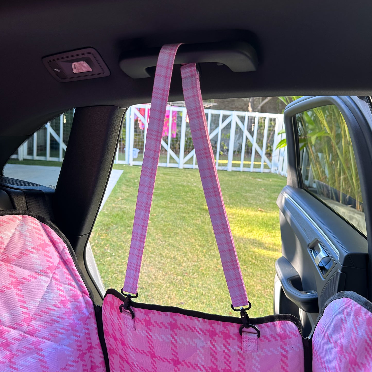 Pink Houndstooth: Deluxe Hammock Car Seat Cover