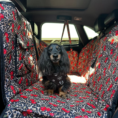 Leopard Cherries: Deluxe Hard Base Hammock Car Seat Cover