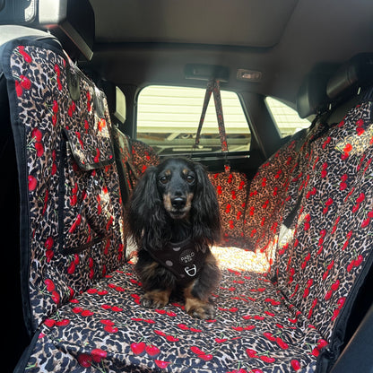 Leopard Cherries: Deluxe Hard Base Hammock Car Seat Cover