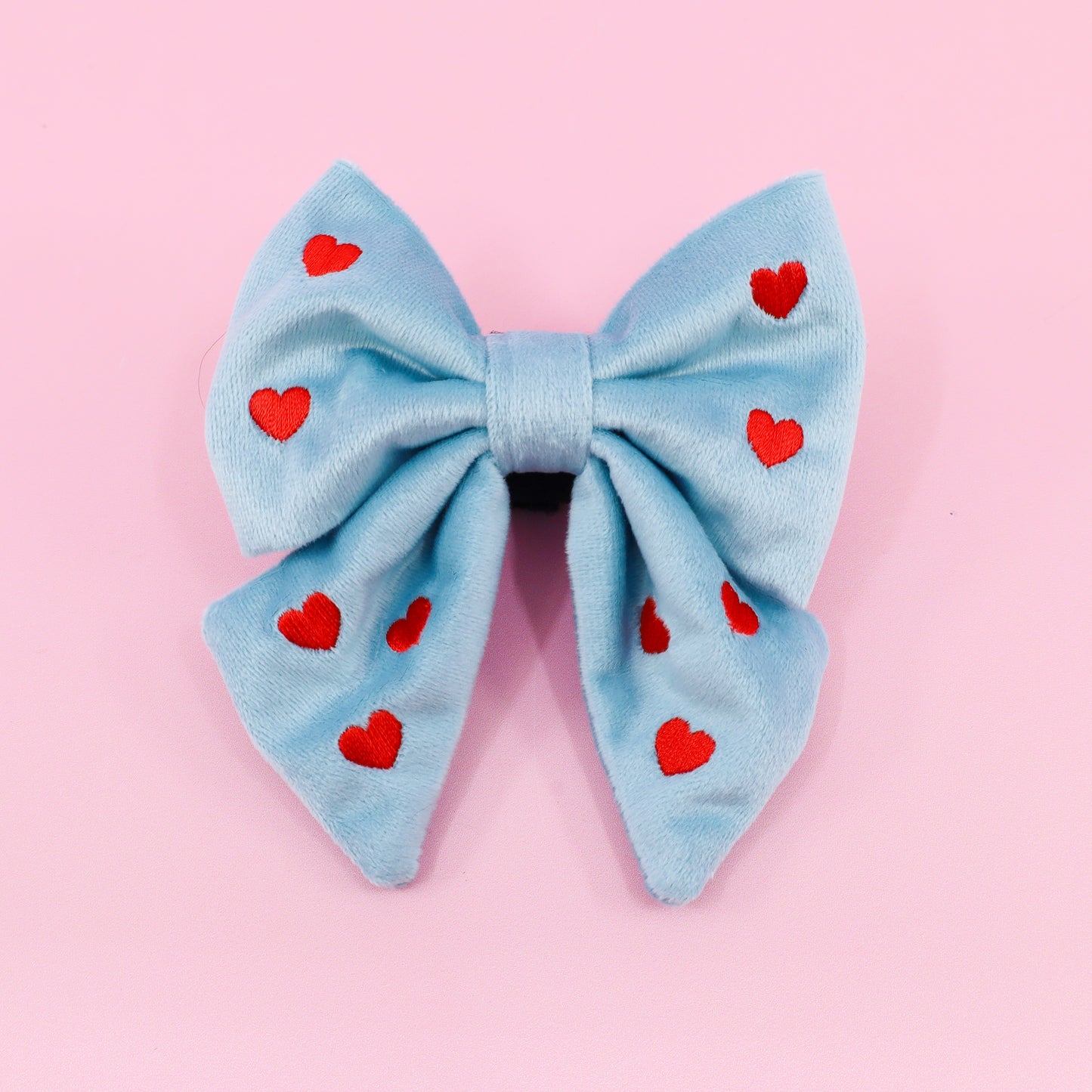 Heart: Velvet Sailor Bow - Blue & Red