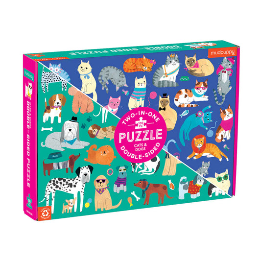 Mudpuppy: 100 Pc Double-Sided Puzzle - Cats & Dogs