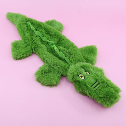 No Stuffing Crinkle Alligator Dog Toy