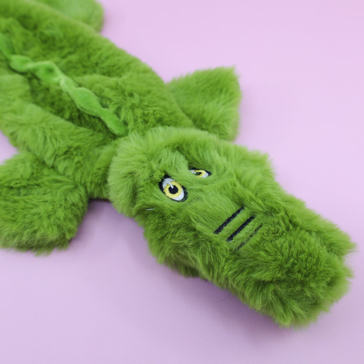 No Stuffing Crinkle Alligator Dog Toy