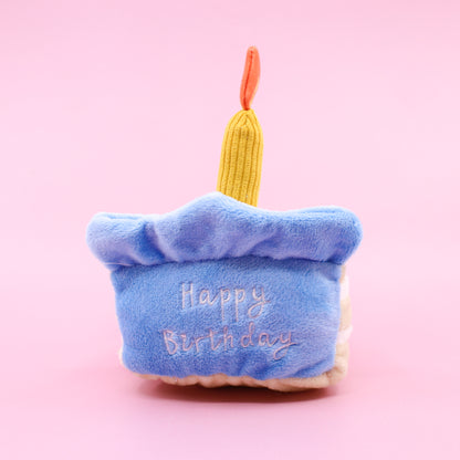 Happy Birthday Cake Squeaky Toy - Blue