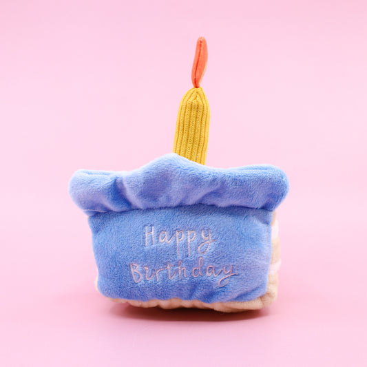 Happy Birthday Cake Squeaky Toy - Blue