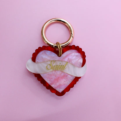 Personalised Pet ID Tag: Heart Throb Pink
