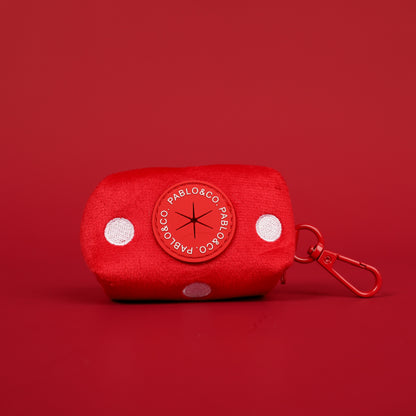 Red Polka Dots: Velvet Poop Bag Holder