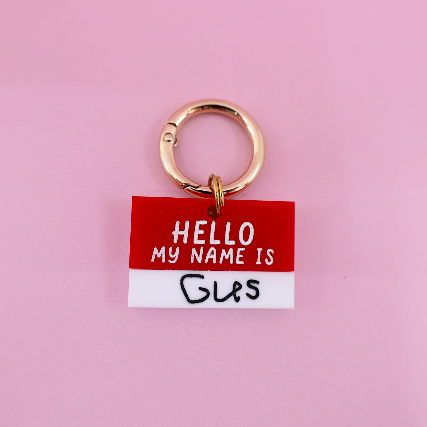 Personalised Pet ID Tag: Red 'Hello my name is'