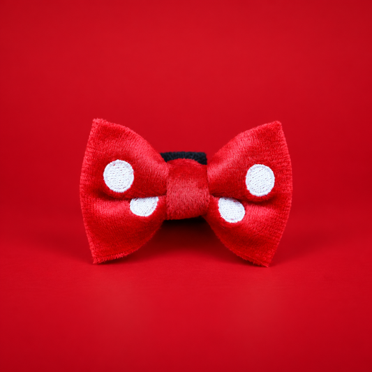 Red Polka Dots: Velvet Cat Bow Tie