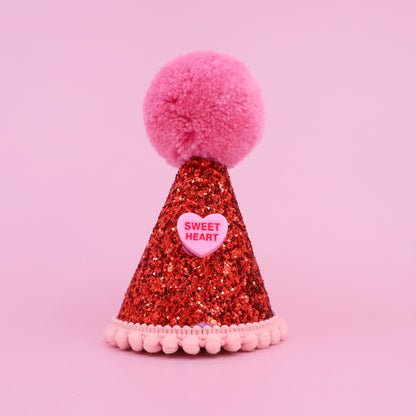 Pablo's Pawty Hat: Red & Pink Sweetheart