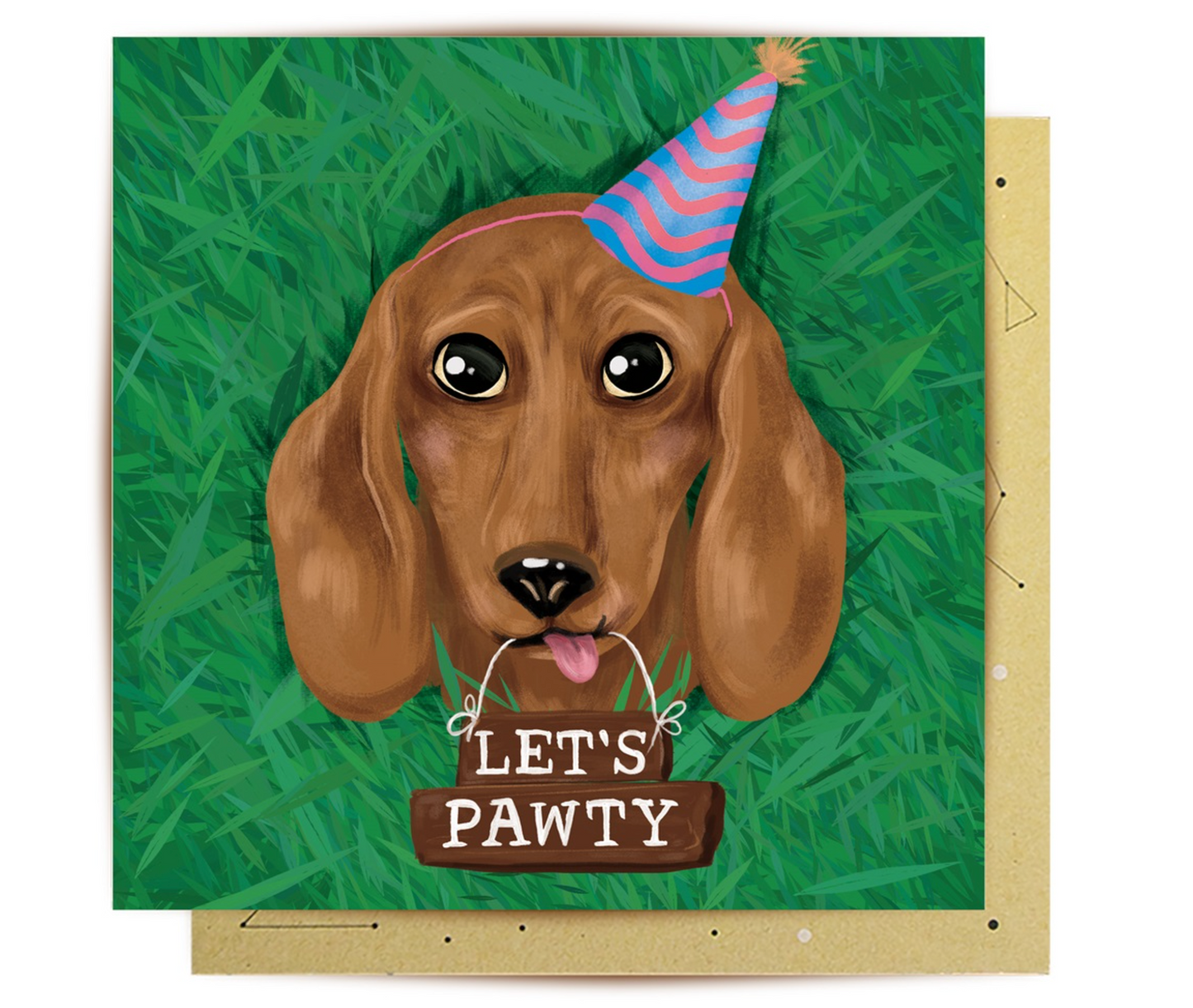 Lets Pawty Dachshund: Greeting Card