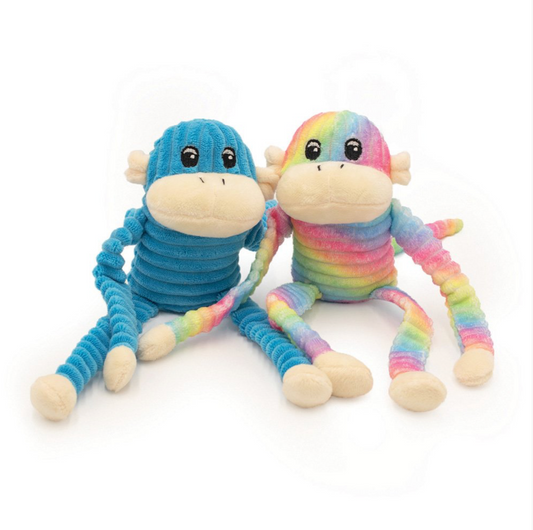 Zippy Paws: 2pk Spencer the Crinkle Monkey - Rainbow & Blue