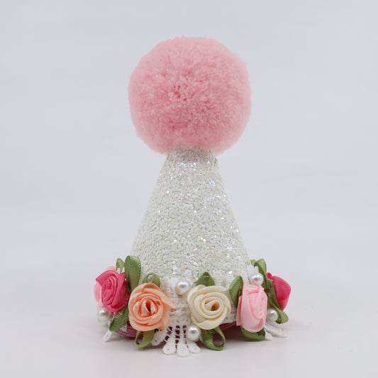 Pablo's Flower Crown Hat: White & Pink