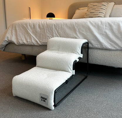 Pet Stairs for Cats & Dogs - White Boucle