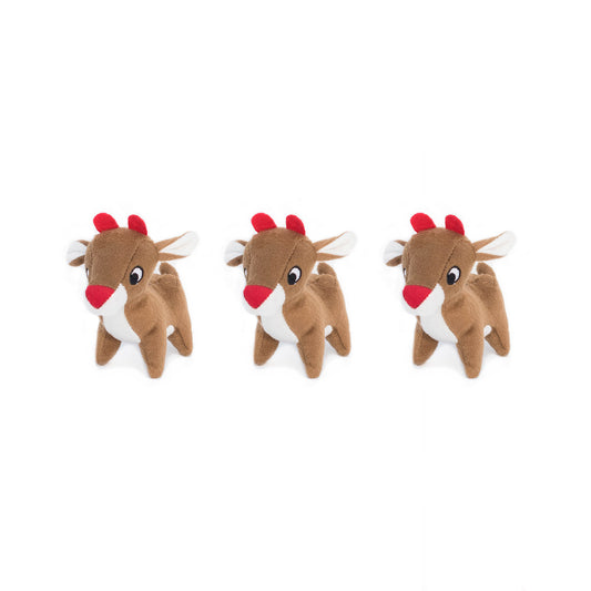 Zippy Paws: Miniz Pack of 3 Squeaker Dog Toys - Reindeers