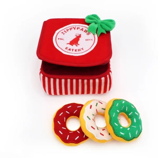 Zippy Paws: Christmas Donutz Box + 3 Squeaker Toys