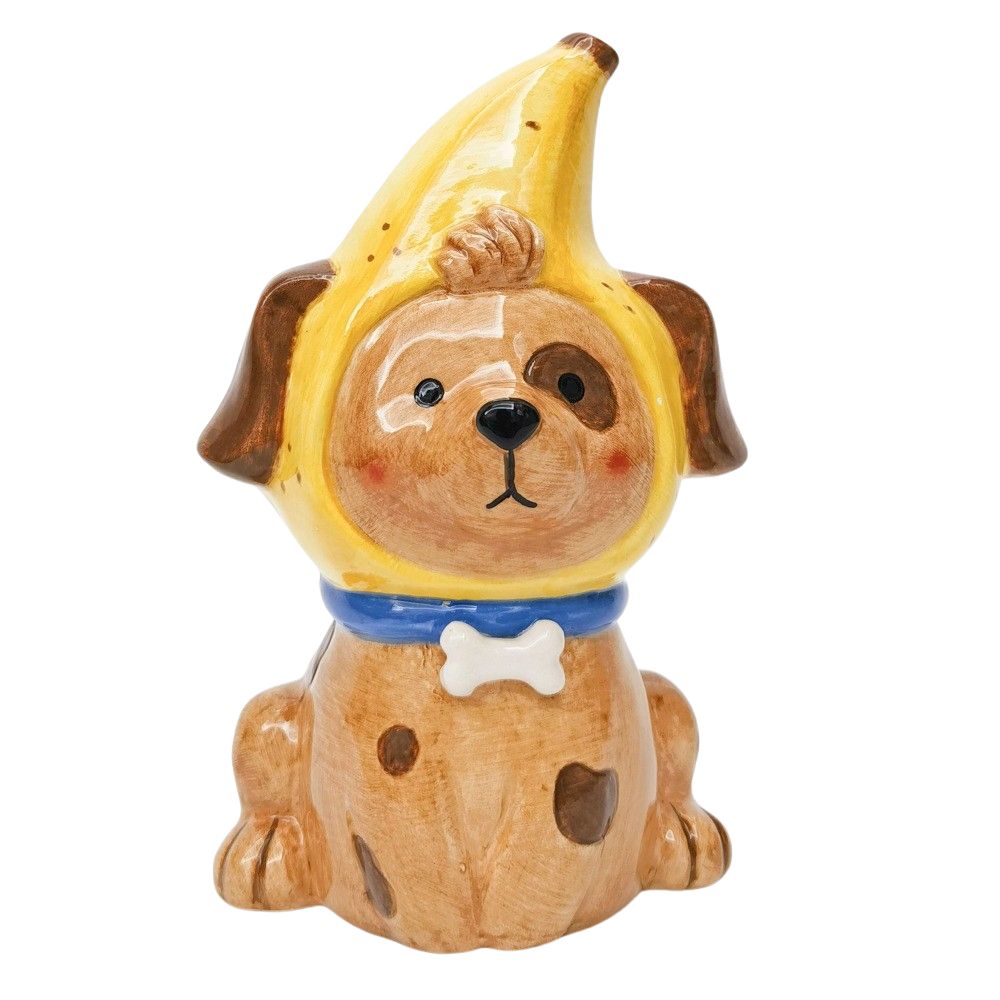 Banana Dog Vase: Brown & Yellow