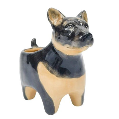 Georgie Dog Planter: Black & Brown