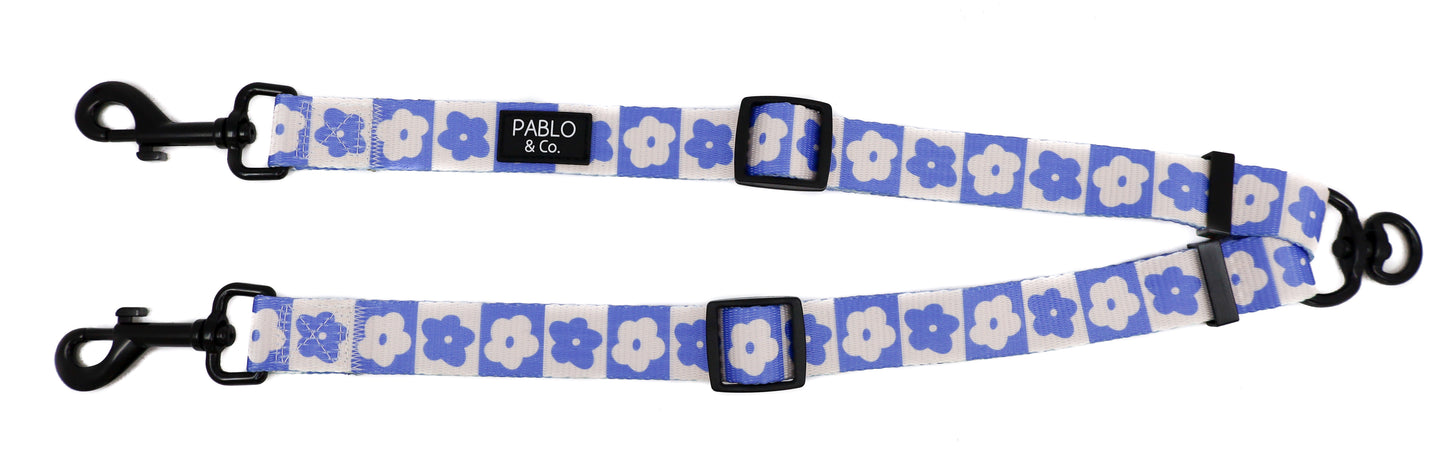 Blue Checkered Daisies: Adjustable Leash Splitter