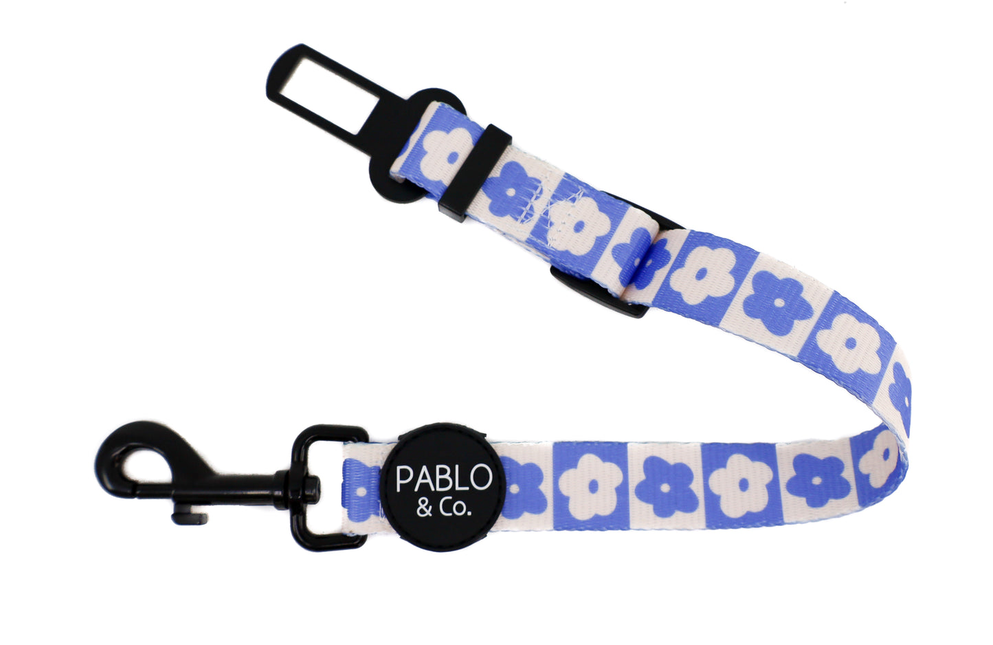 Blue Checkered Daisies: Adjustable Car Restraint